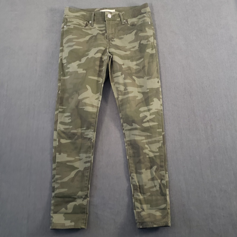 Levis 711 Jeans Womens Size 25 Camo Skinny Crop Camouflage Mid Rise Pants Green